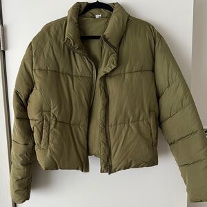 Olive Green Women's Puffer Jacket